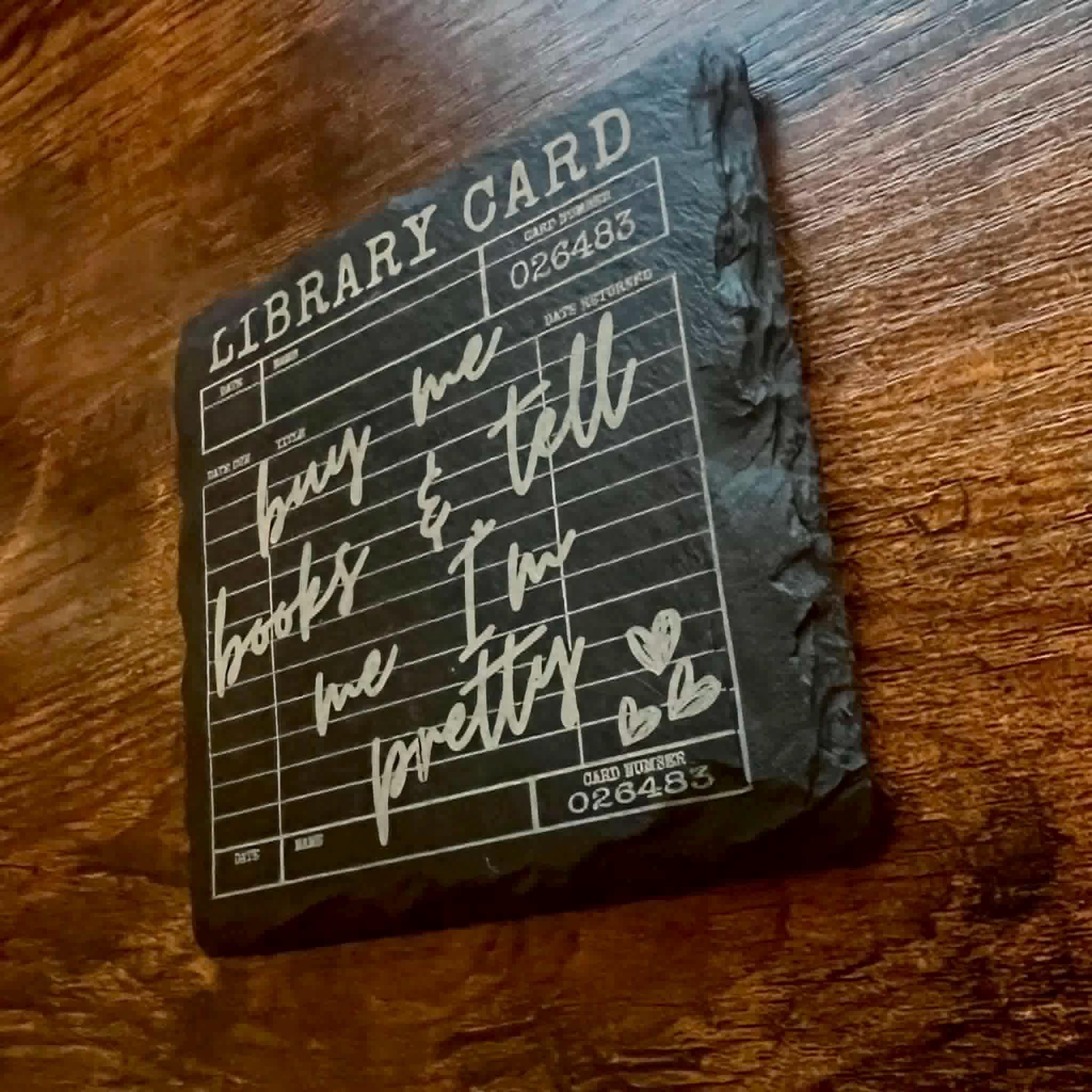 Bookish Library Card Coaster, Buy Books Tell Me Pretty, Reader Gift, Cozy Decor