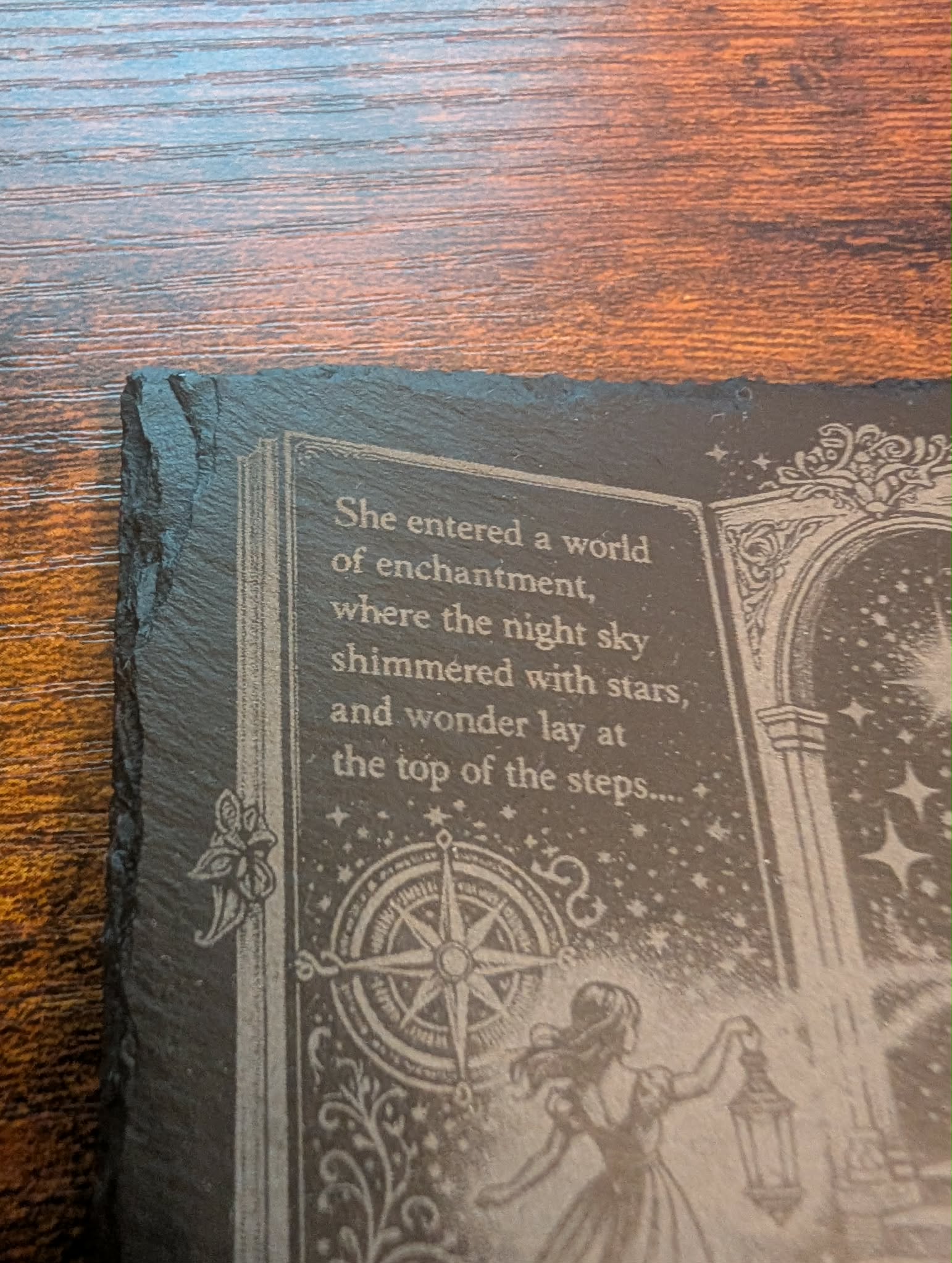Fantasy Slate Coaster | Whimsical Bookish Decor | Enchanted Doorway & Starry Night Scene