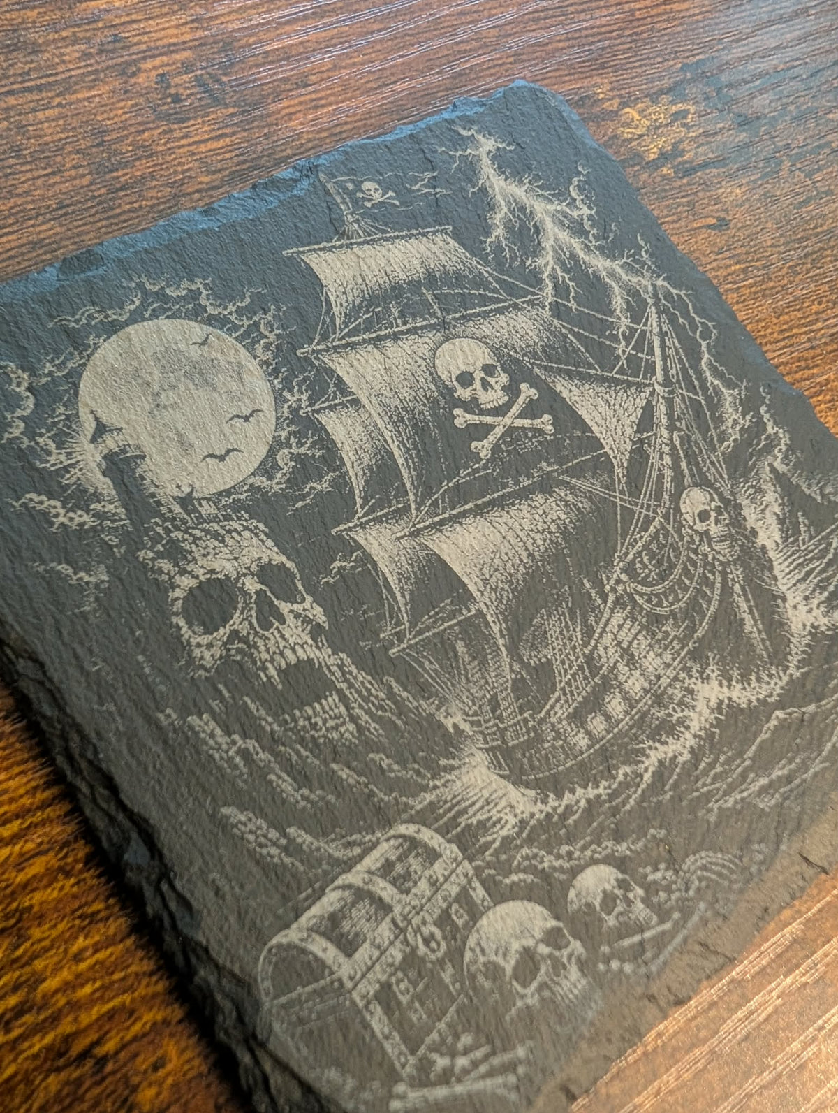 🏴‍☠️ Dark Pirate Ship Slate Coaster