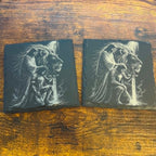 Christian Kneeling Knight Engraved Slate Coaster | Warrior of God | Faith-Based Christian Gift | Prayer Décor | Religious Home Accent