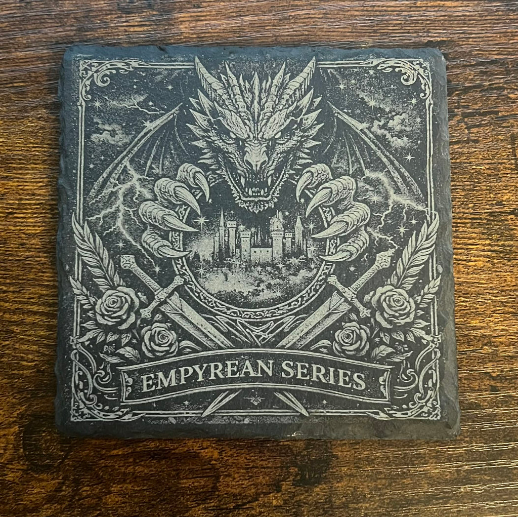 Fourth Wing Inspired Dragon & Lightning Slate Coaster Set, Bookish Fantasy Decor