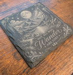 Not All Who Wander Are Lost Slate Coaster | Moon & Mountain Engraved | Rustic Cabin Decor | Nature Lover Gift | Camping Gift | Housewarming