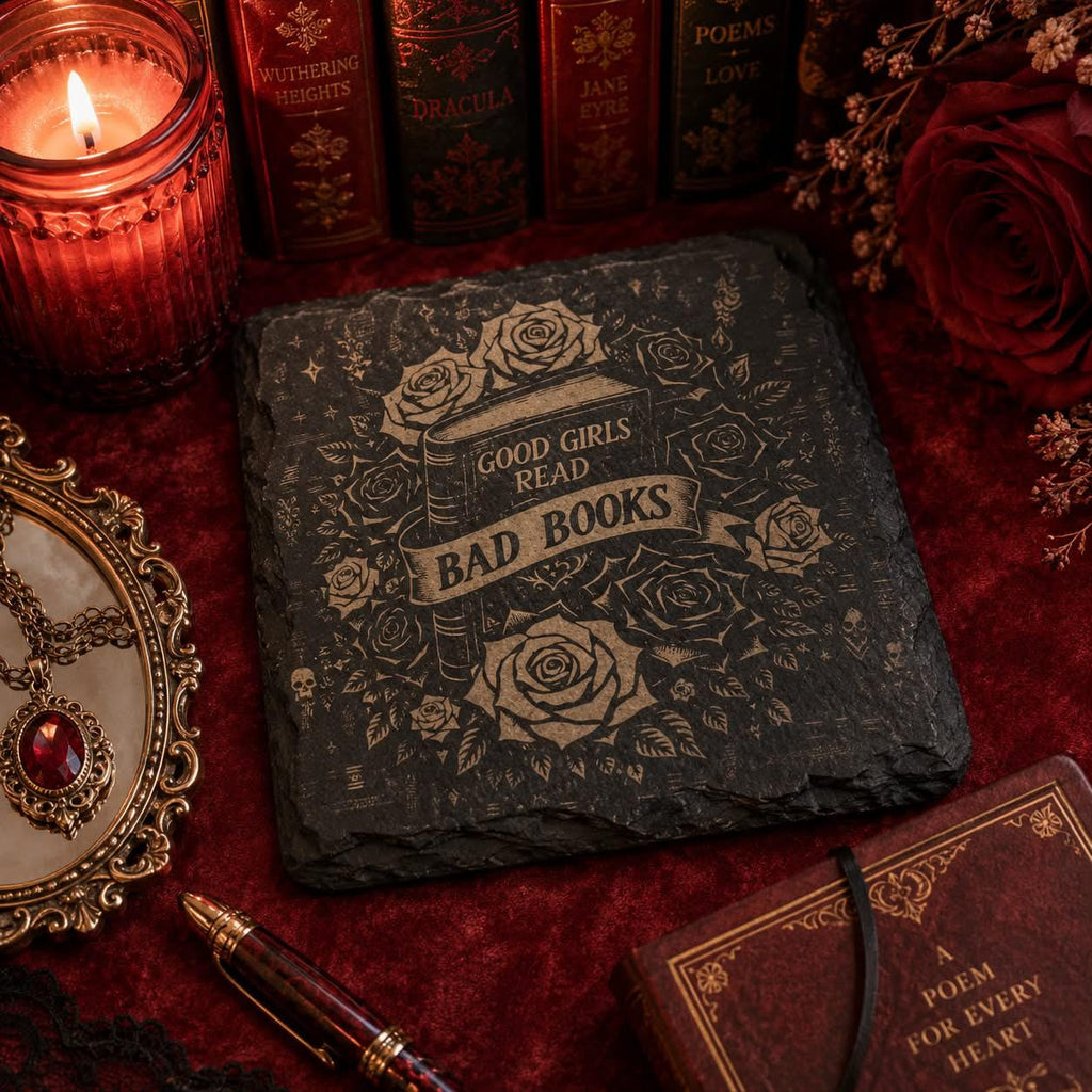 Good Girls Read Bad Books Slate Coaster | Spicy Bookish Gift | Dark Romance Decor