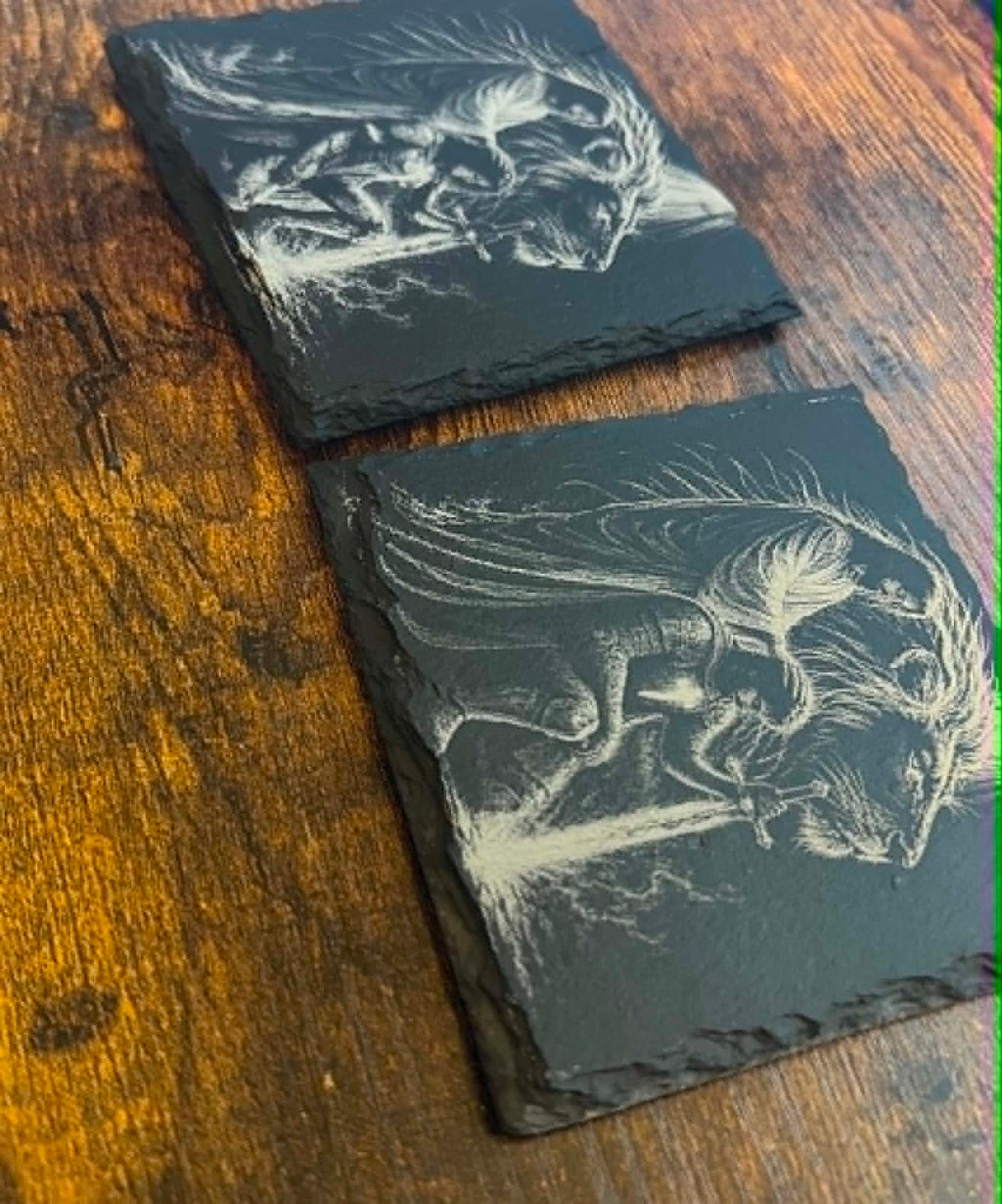 Christian Kneeling Knight Engraved Slate Coaster | Warrior of God | Faith-Based Christian Gift | Prayer Décor | Religious Home Accent