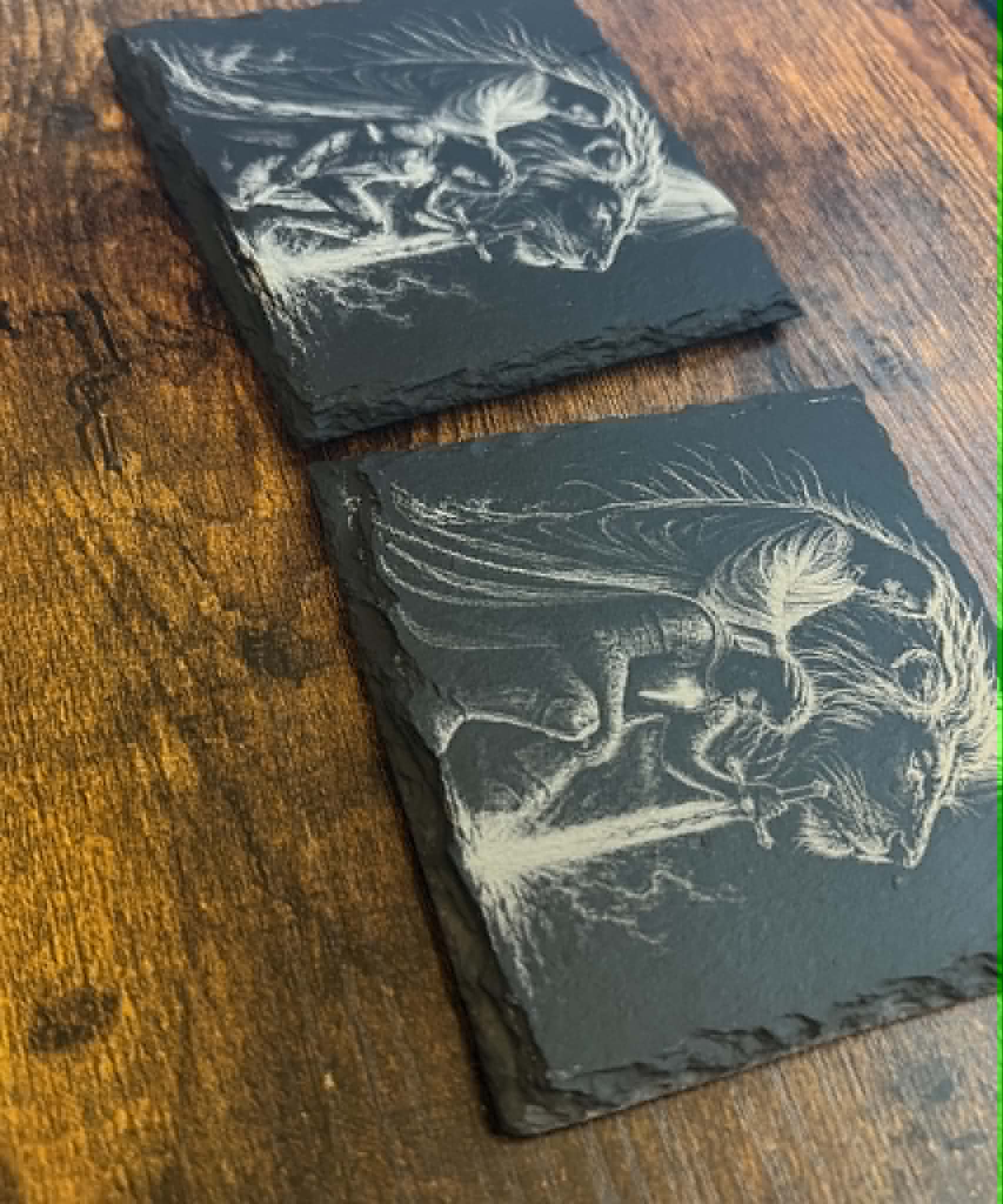 Christian Kneeling Knight Engraved Slate Coaster | Warrior of God | Faith-Based Christian Gift | Prayer Décor | Religious Home Accent