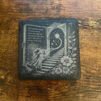 Fantasy Slate Coaster | Whimsical Bookish Decor | Enchanted Doorway & Starry Night Scene