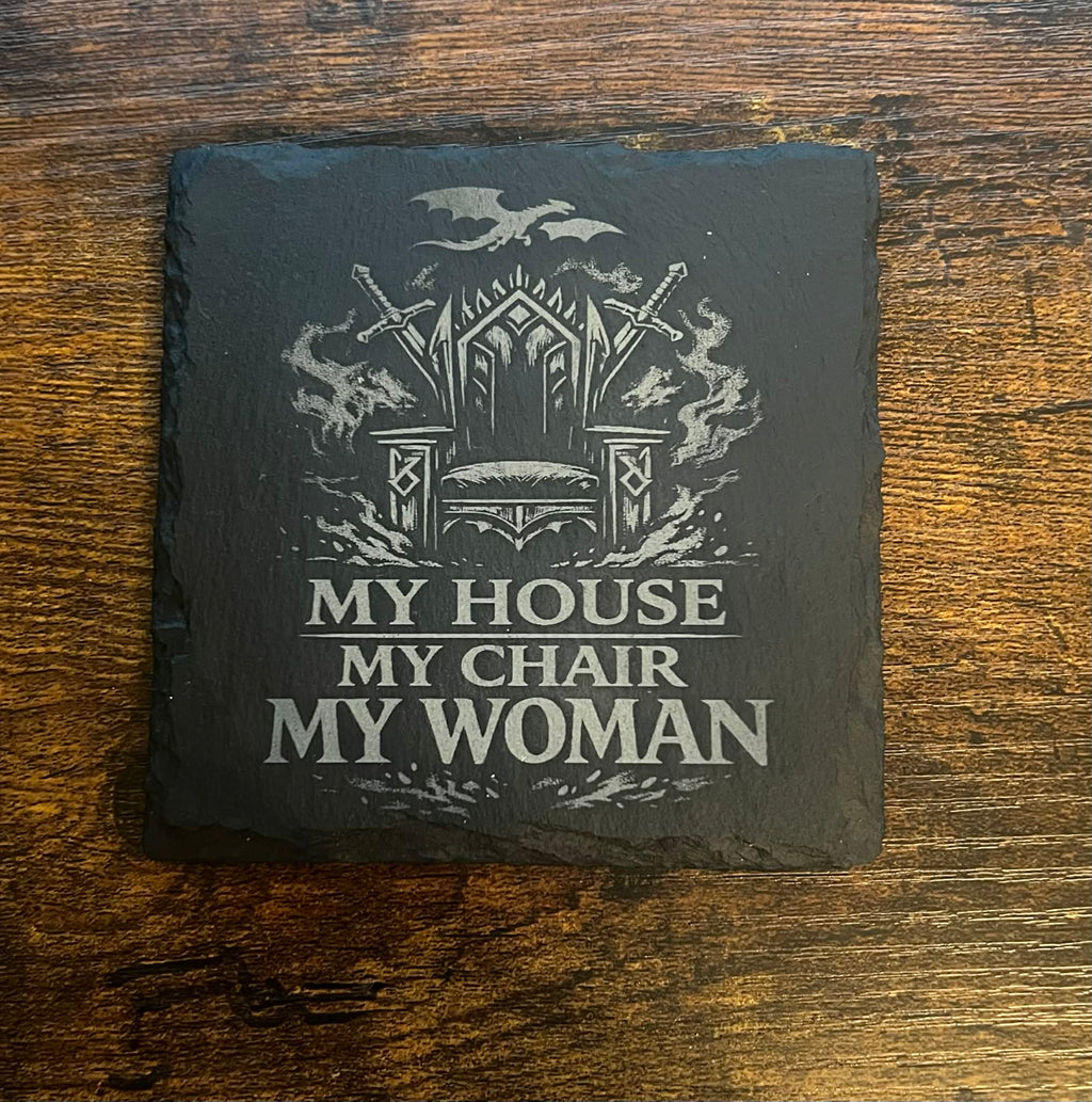 Fourth Wing Inspired Dragon & Lightning Slate Coaster Set, Bookish Fantasy Decor
