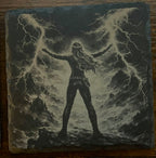 Fourth Wing Inspired Dragon & Lightning Slate Coaster Set, Bookish Fantasy Decor