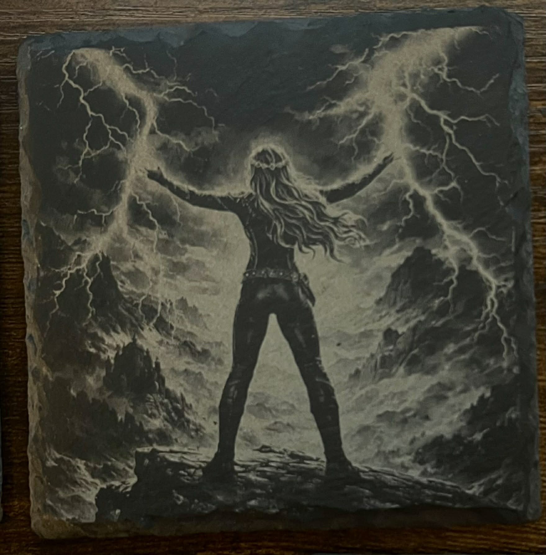 Fourth Wing Inspired Dragon & Lightning Slate Coaster Set, Bookish Fantasy Decor