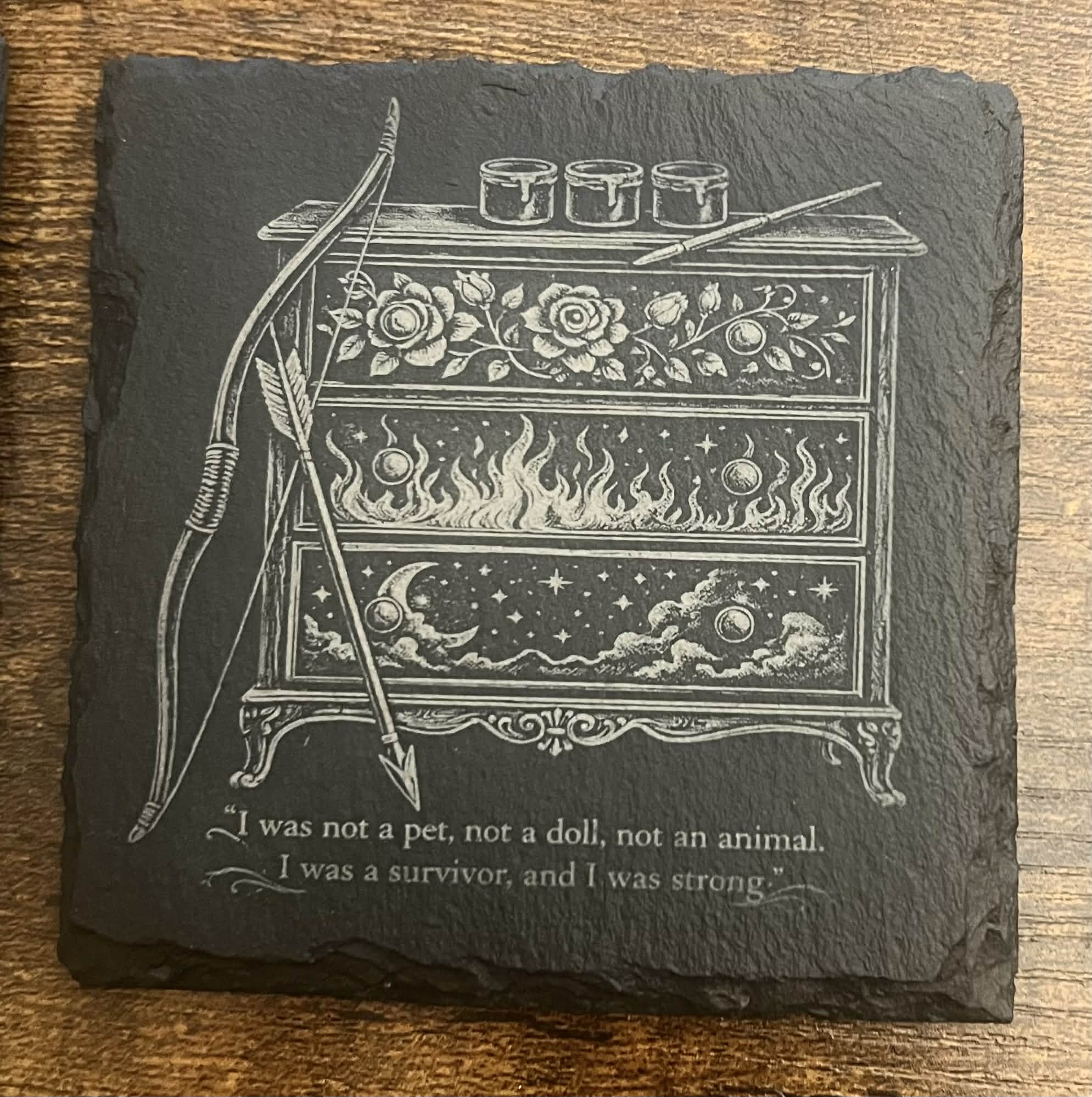 Night Court Coasters, BookTok Inspired Slate Coaster Set, Fantasy Reader Gift, Coffee Lover