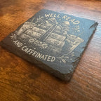 Well Read and Caffeinated Slate Coaster | Book Lover Gift | Coffee & Books Decor