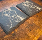 Christian Kneeling Knight Engraved Slate Coaster | Warrior of God | Faith-Based Christian Gift | Prayer Décor | Religious Home Accent