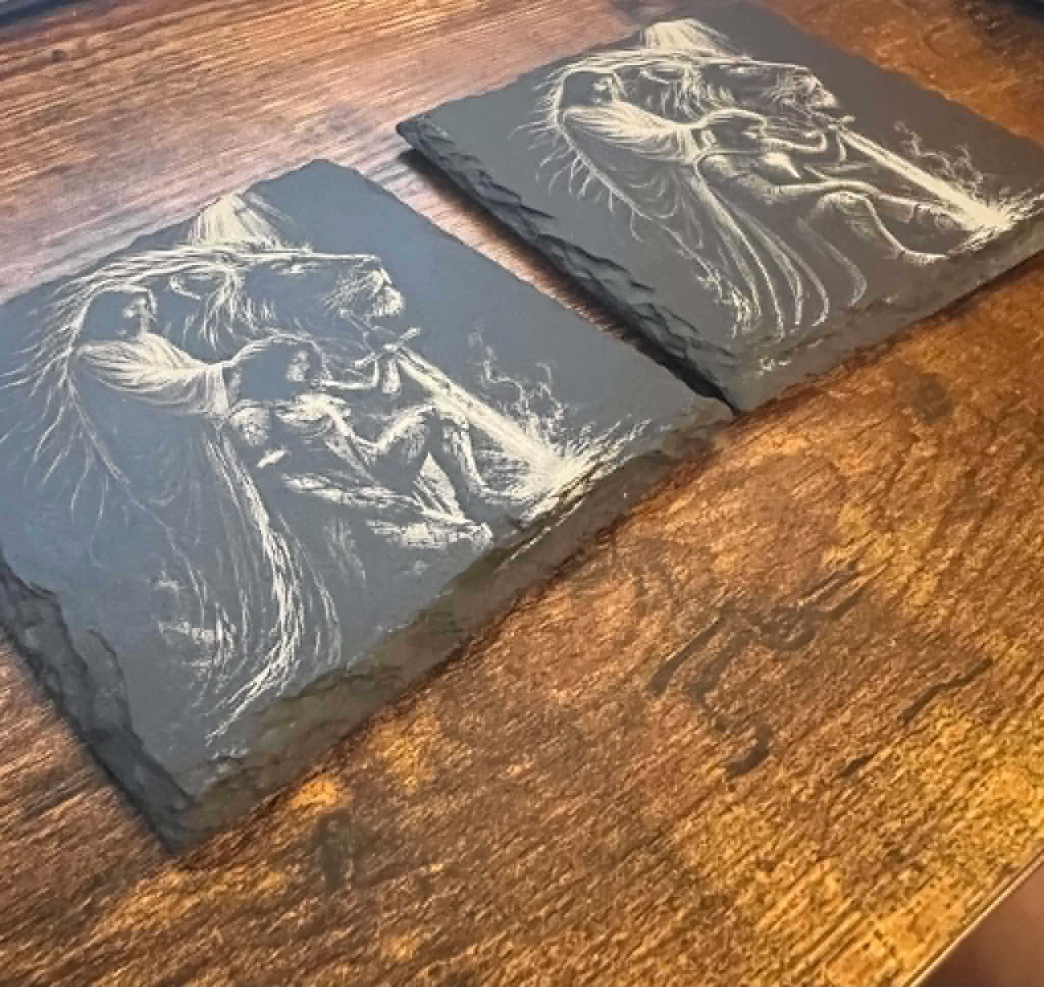 Christian Kneeling Knight Engraved Slate Coaster | Warrior of God | Faith-Based Christian Gift | Prayer Décor | Religious Home Accent