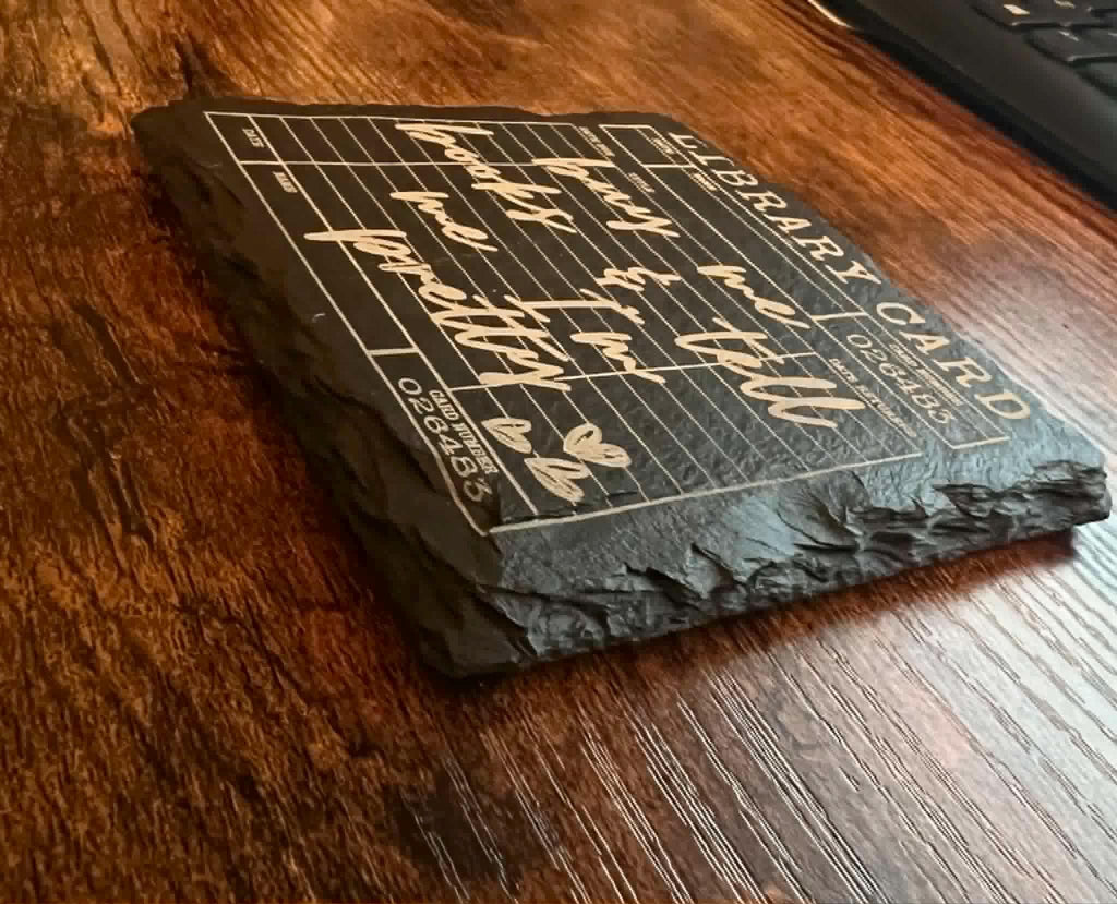 Bookish Library Card Coaster, Buy Books Tell Me Pretty, Reader Gift, Cozy Decor