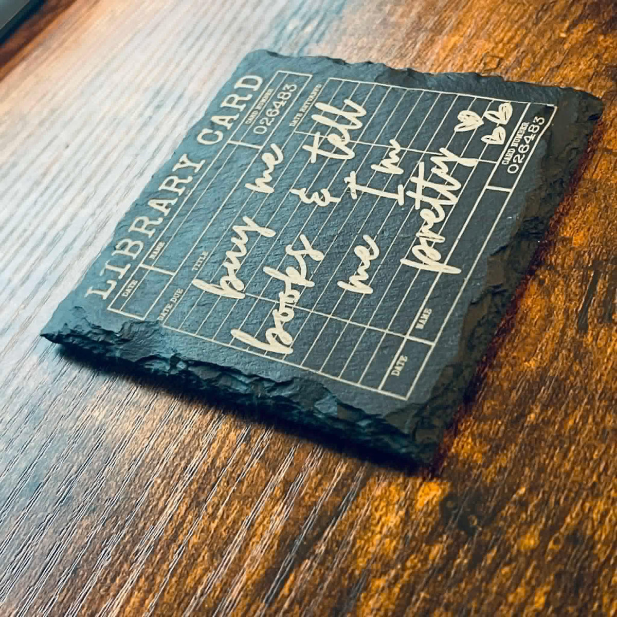Bookish Library Card Coaster, Buy Books Tell Me Pretty, Reader Gift, Cozy Decor