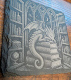 Sleeping Dragon Library Slate Coaster Fantasy Bookish Decor