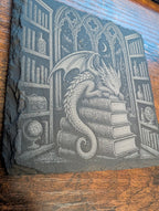 Sleeping Dragon Library Slate Coaster Fantasy Bookish Decor
