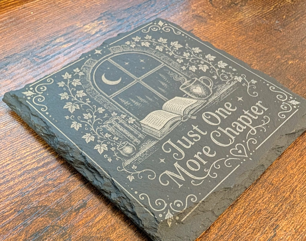 Just One More Chapter Slate Coaster | Book Lover Gift | Reading | BookTok Decor | Cozy Reader Gift | Literary Home Decor | Library Gift
