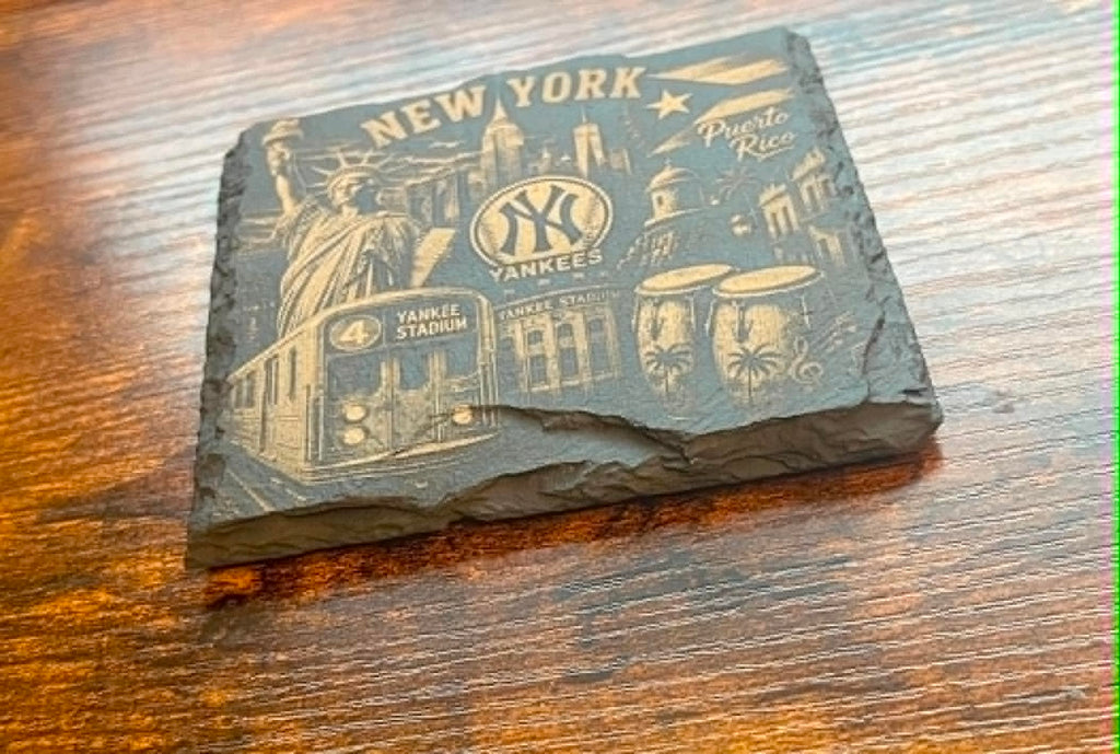 New York Yankees Puerto Rico Slate Coaster | NYC Landmarks, Heritage Engraved Stone