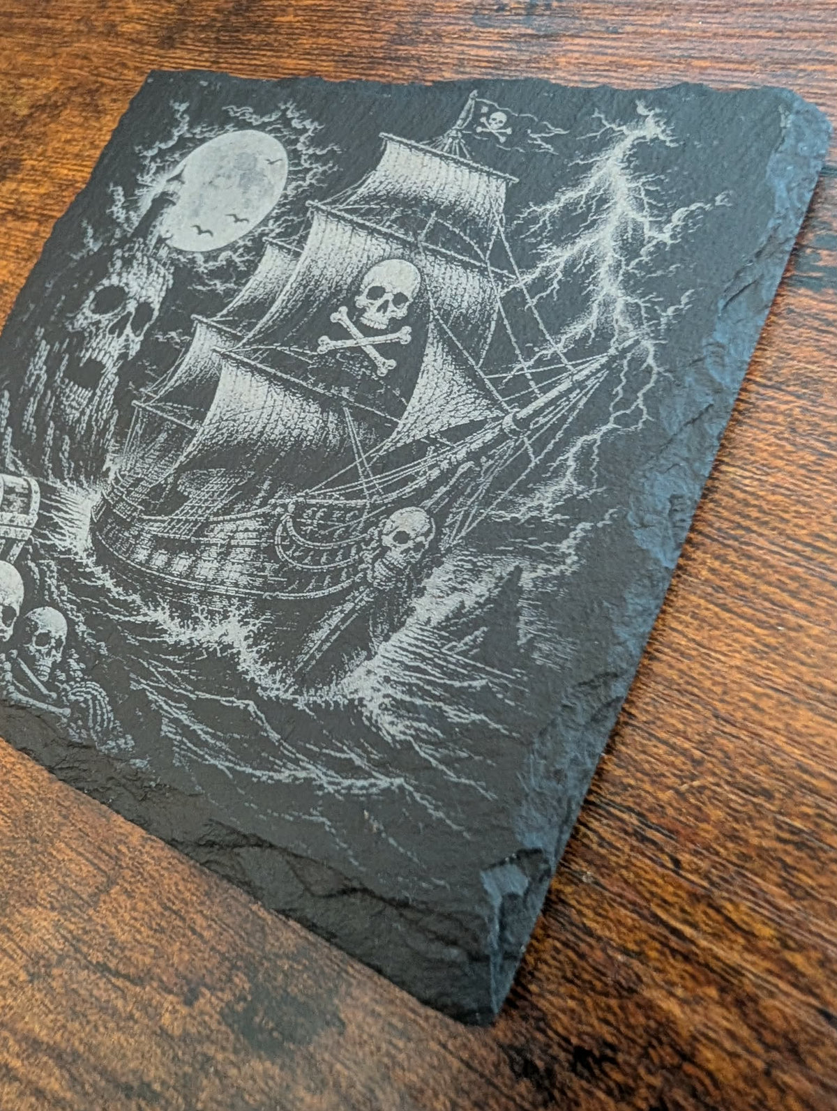 🏴‍☠️ Dark Pirate Ship Slate Coaster