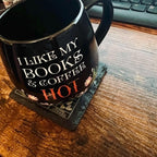 Bookish Library Card Coaster, Buy Books Tell Me Pretty, Reader Gift, Cozy Decor