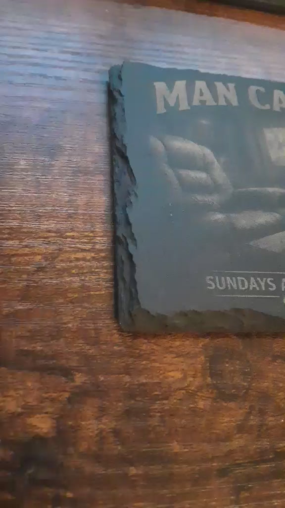 Man Cave Coaster | Football Sunday Decor | Engraved Slate Gift for Him