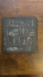 Dark Book Lover Coasters – Spooky Library Slate Drink Coasters- Set of 2